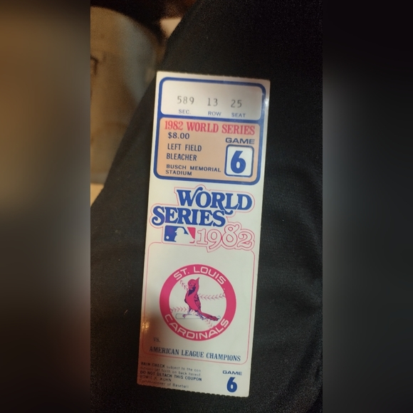 1982 world series baseball ticket stub game 6 - Picture 3 of 4